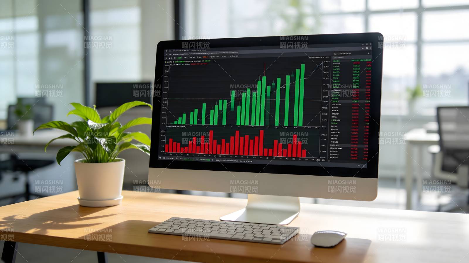 股市图表显示增长趋势图片