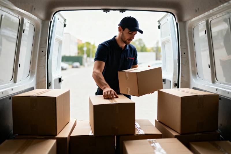 快递员搬运包裹图片