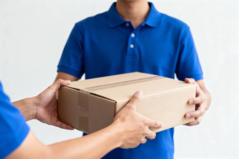 快递员递送包裹图片