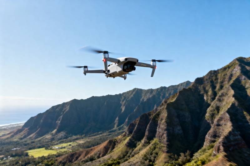 无人机飞越山峦图片