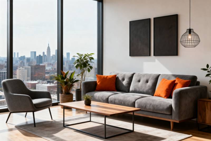 现代客厅城市景观图片