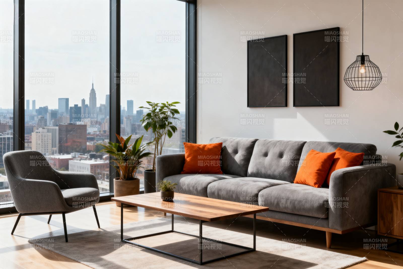 现代客厅城市景观图片