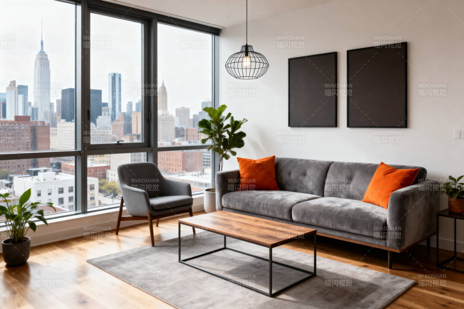 现代都市客厅风光图片