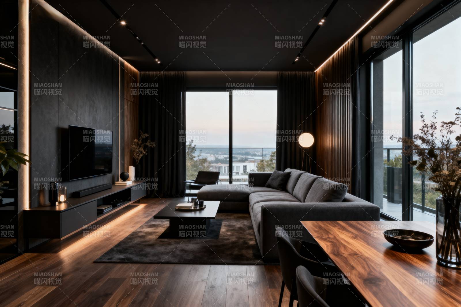 现代客厅全景图图片