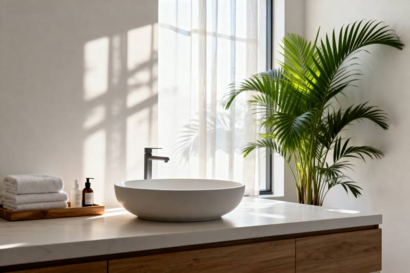 现代浴室绿植点缀图片