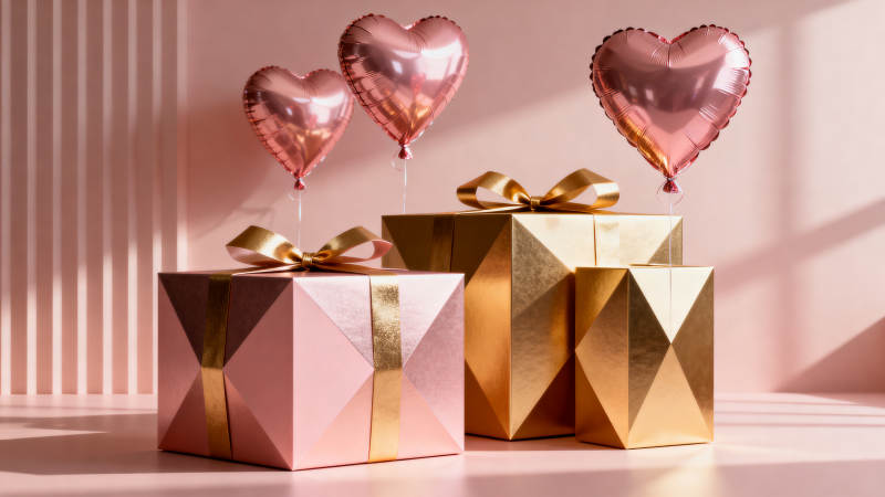 心形气球礼盒图片