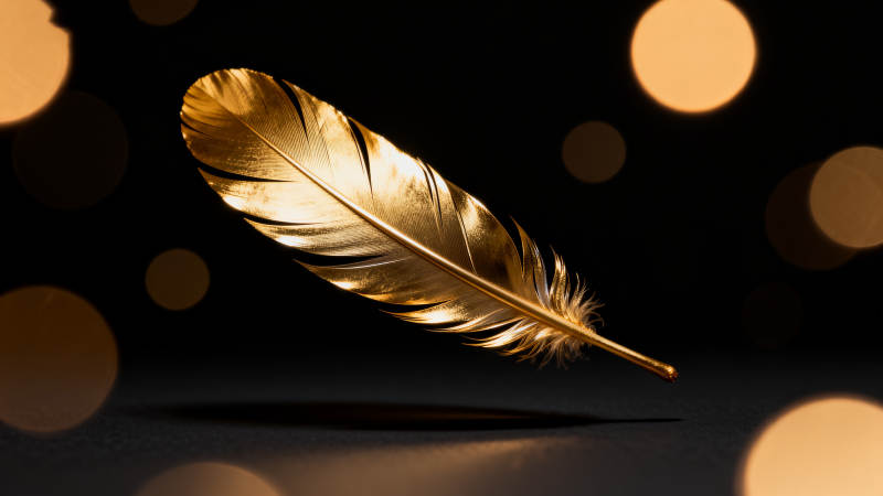 金色羽毛静悬夜光图片