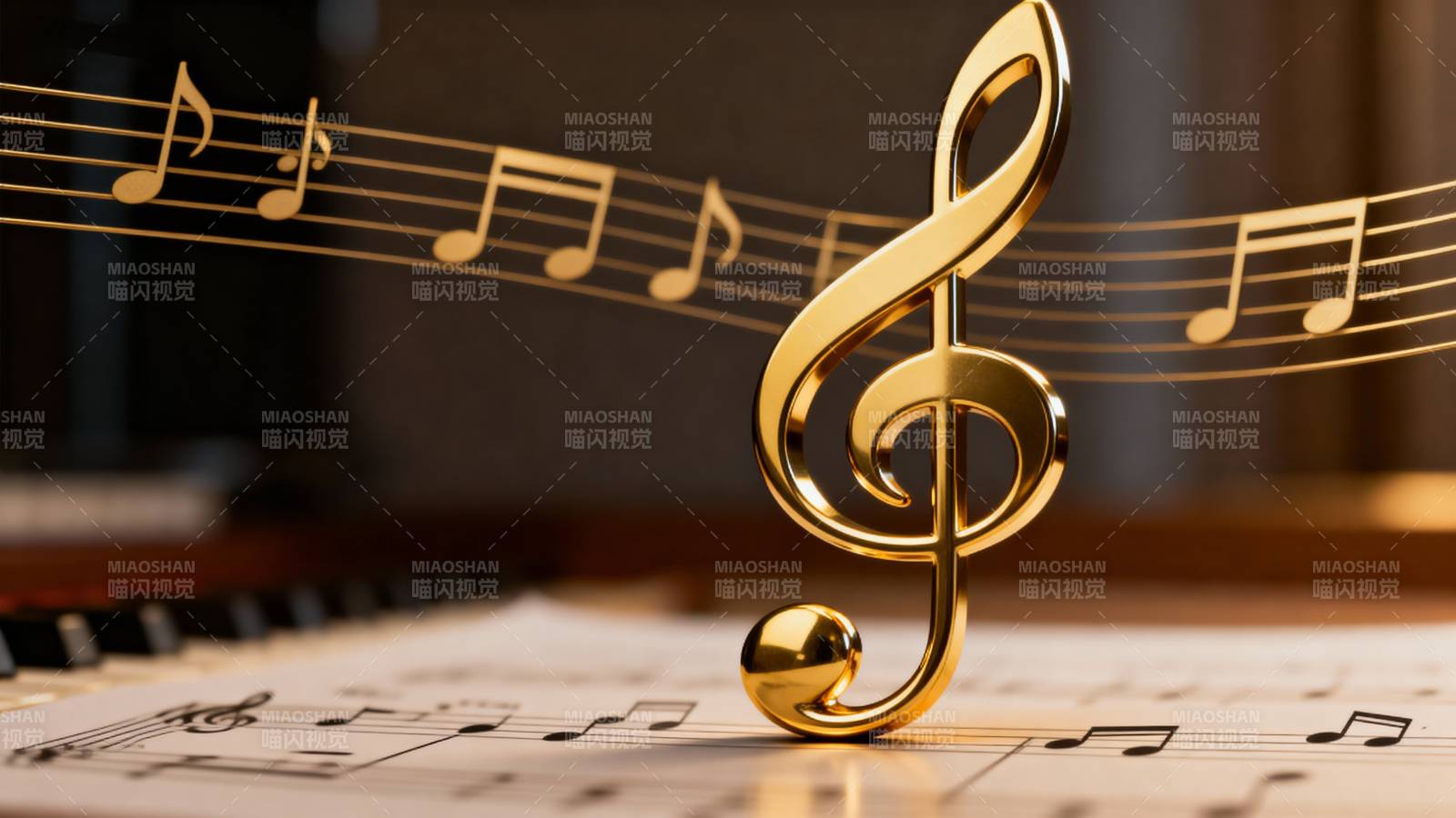 金色音符跃动乐章图片