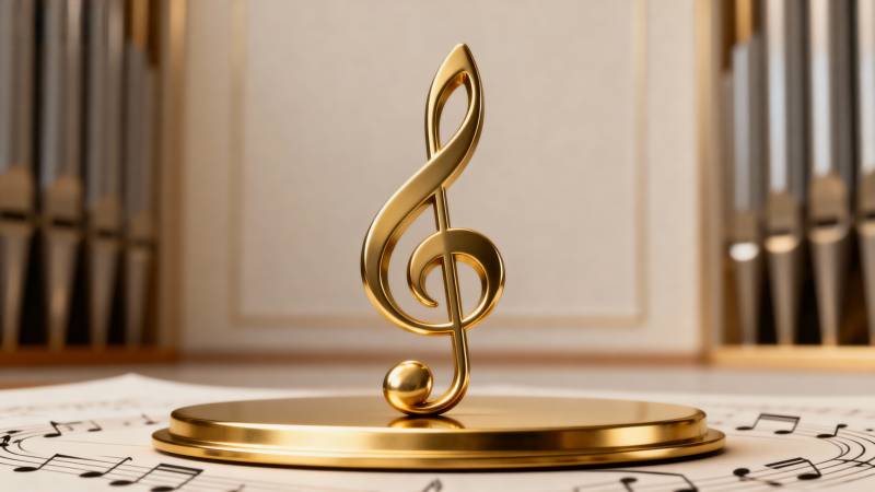 金色音符奖杯图片