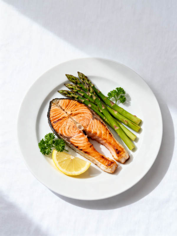 三文鱼配芦笋图片