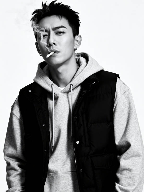 烟雾中的时尚青年图片