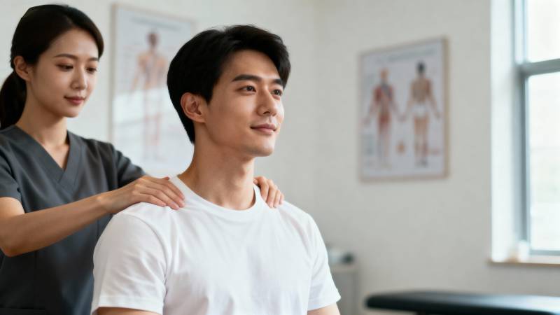 理疗师为患者按摩图片