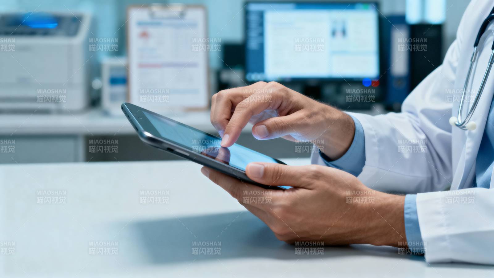 医生使用平板电脑图片