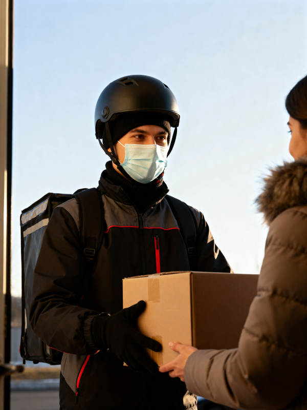 快递员递送包裹图片