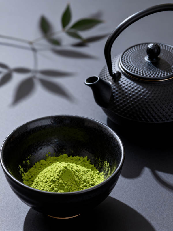 抹茶与茶壶静谧时光图片