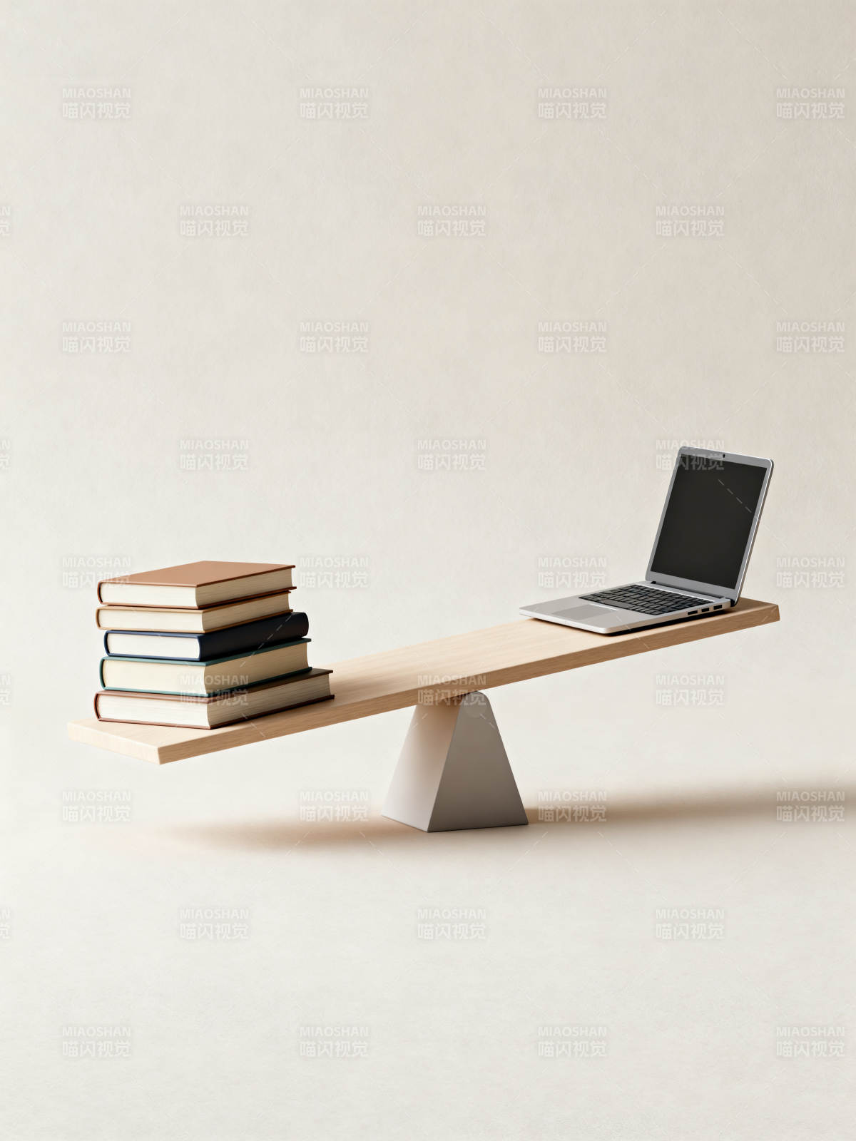 书与电脑的平衡图片