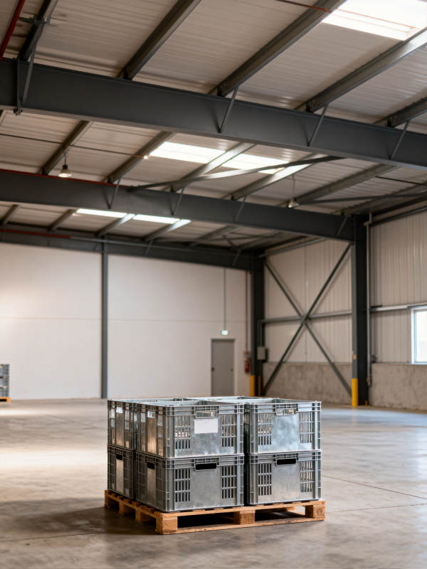 仓库中的金属箱堆叠图片