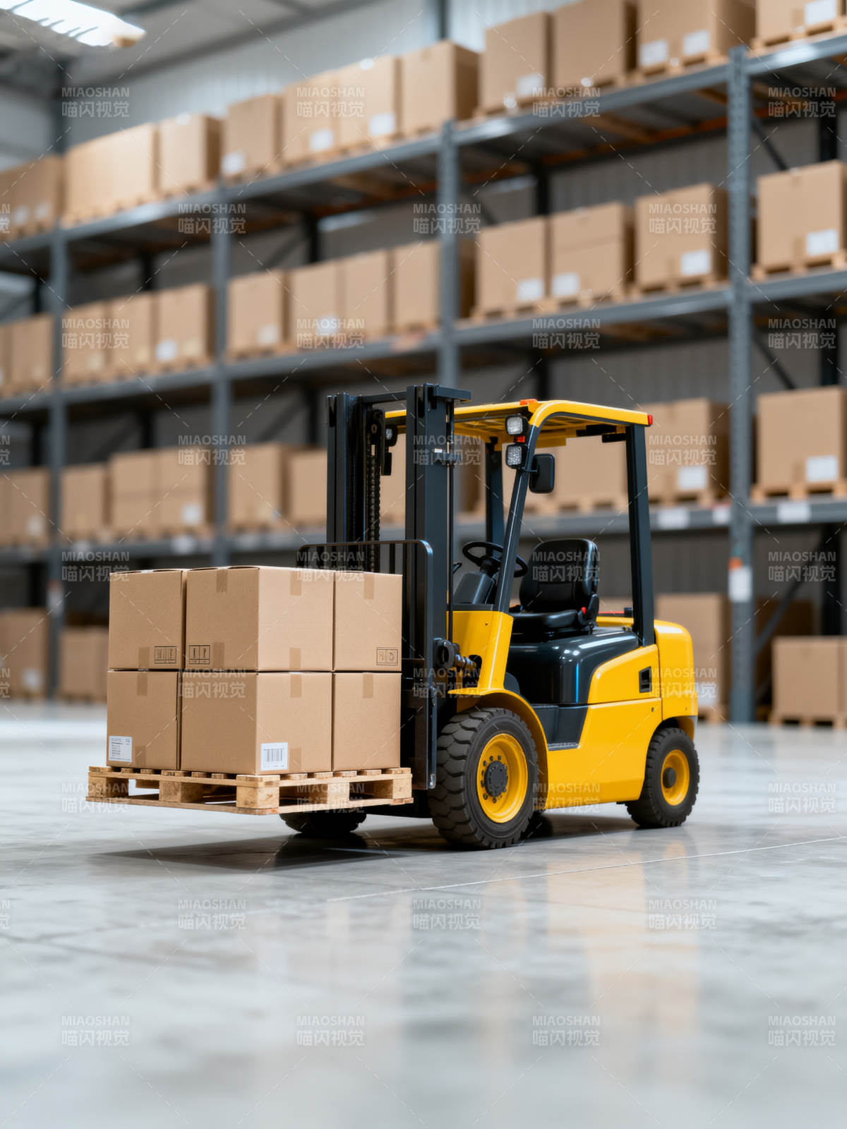 叉车搬运货物图片