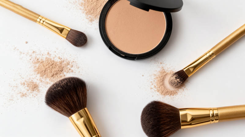 美妆刷与粉饼图片