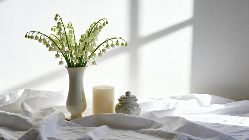 窗边静物 花与烛光图片