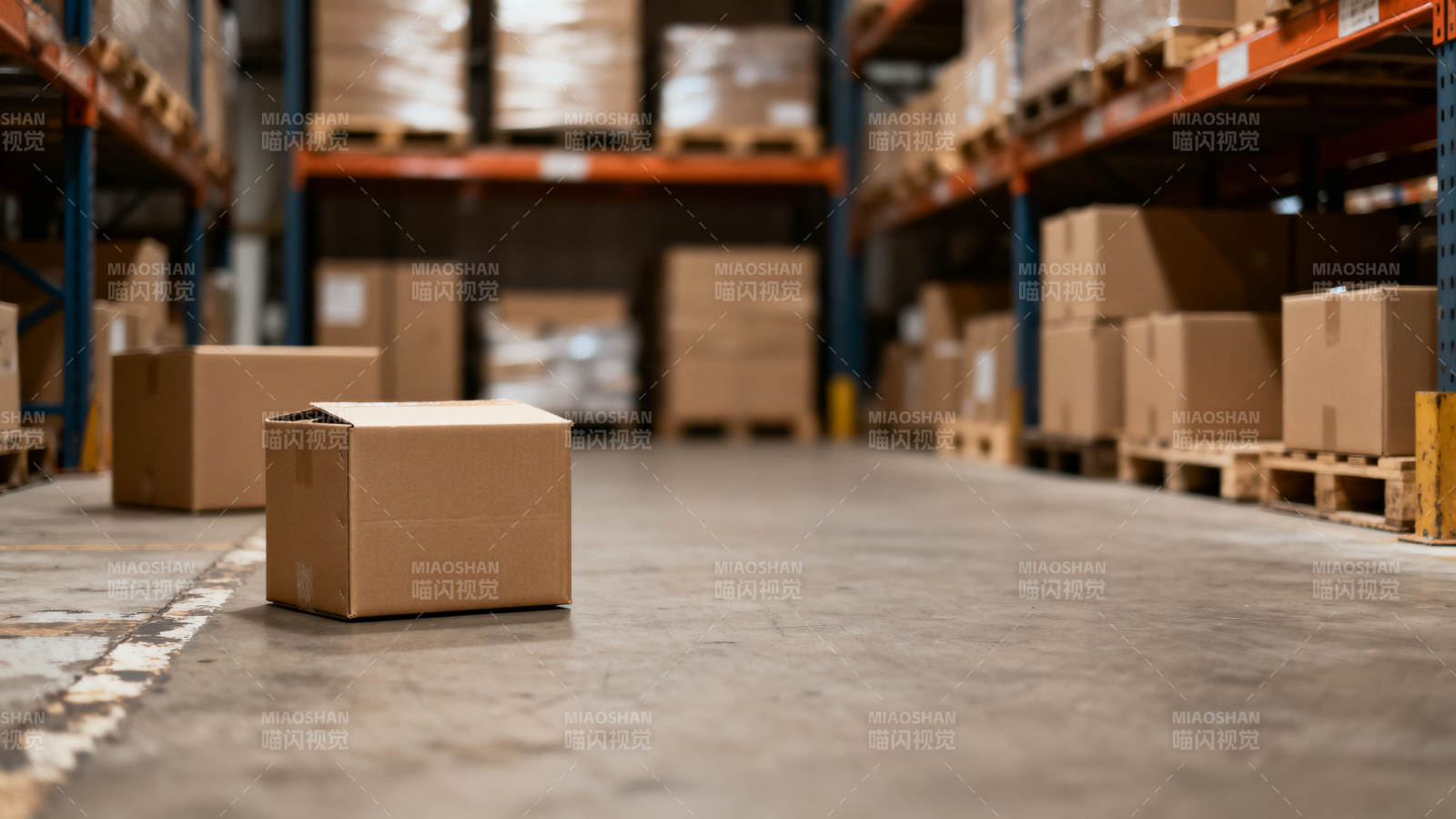仓库中的纸箱图片