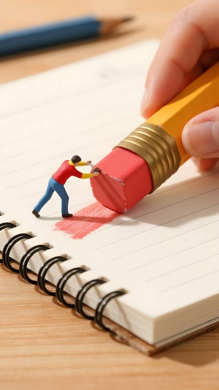 小人擦铅笔图片