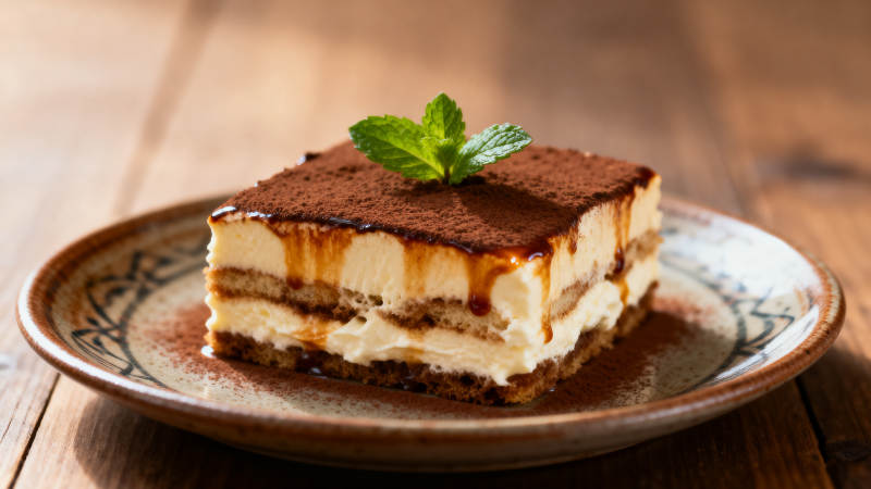 提拉米苏配薄荷图片