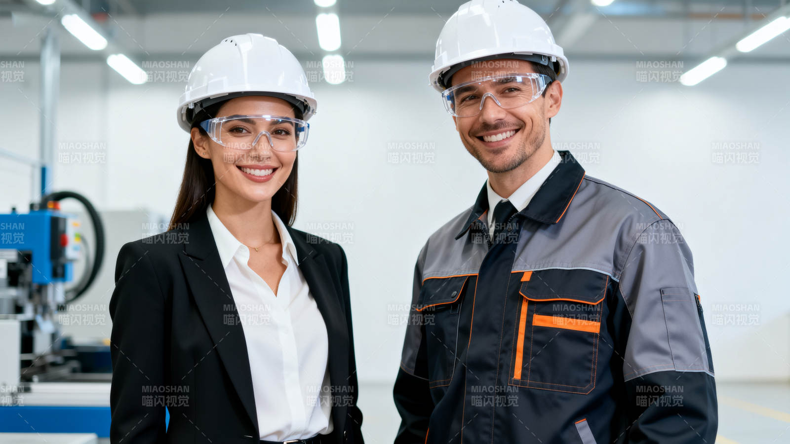 工厂里的微笑搭档图片