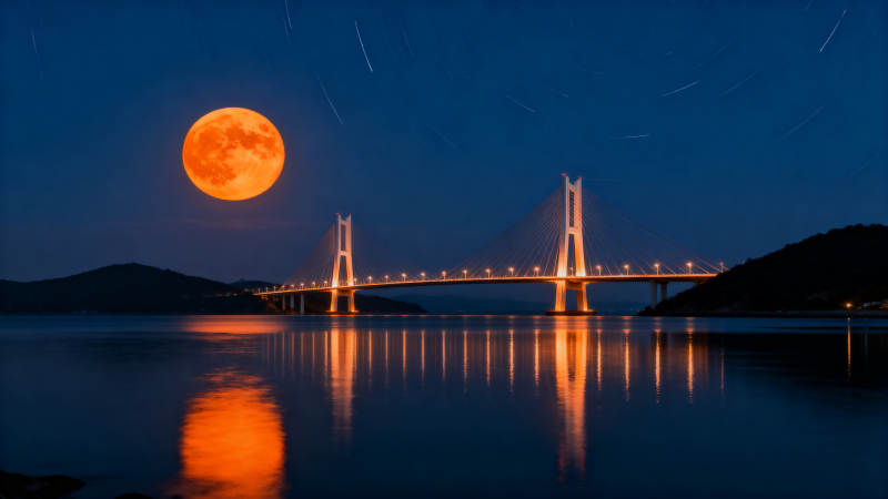 月照大桥夜景图片