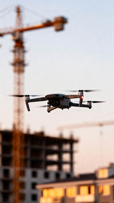 无人机飞越工地图片