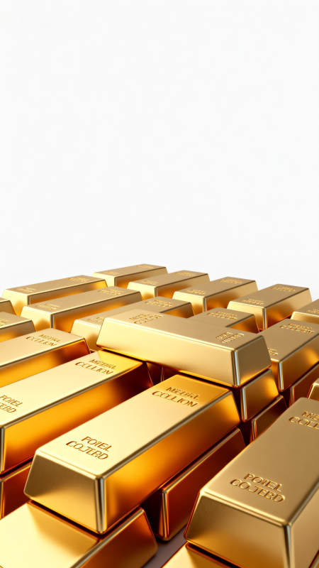 金条堆叠闪耀光芒图片