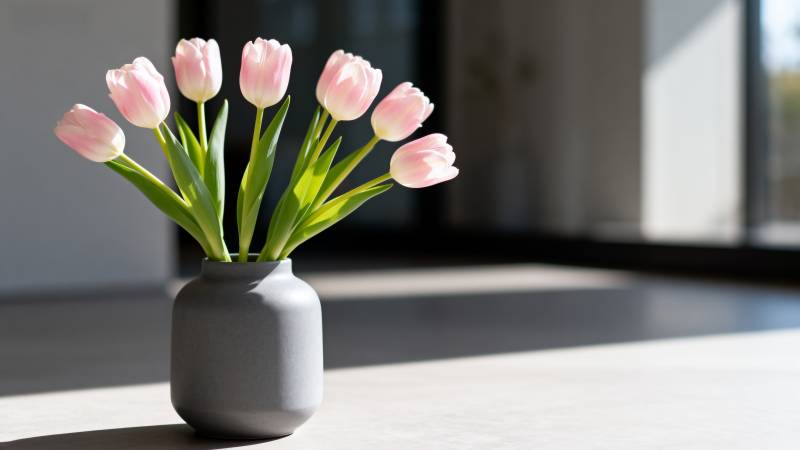 粉色郁金香静物图片