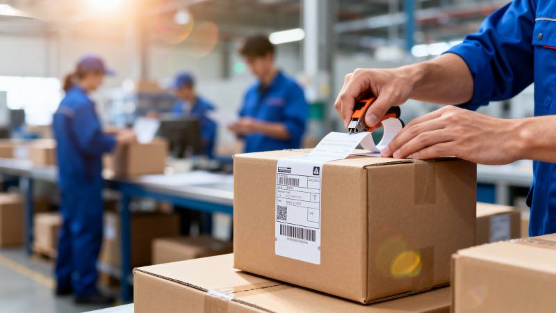 仓库工人贴标签图片