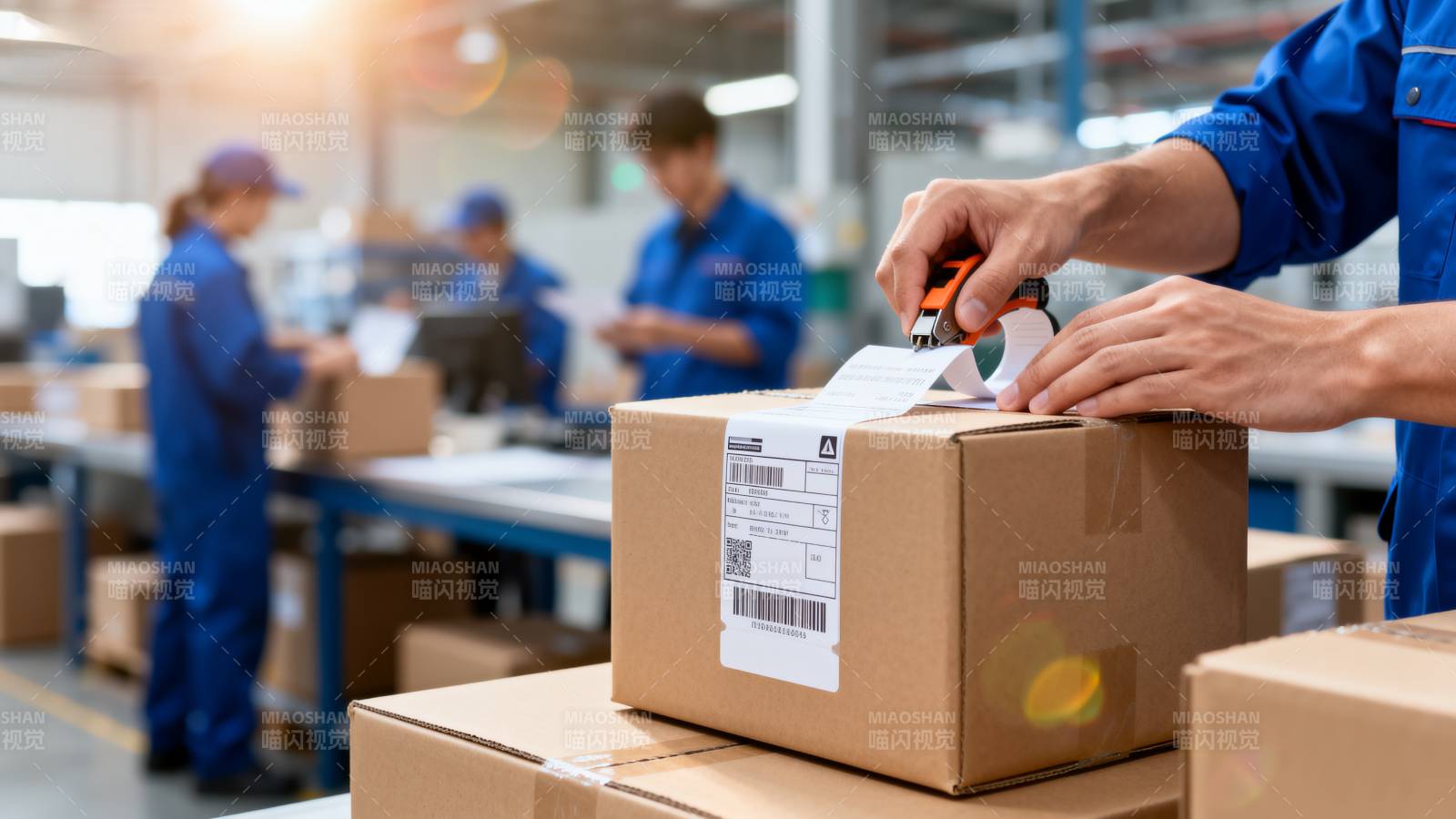 仓库工人贴标签图片