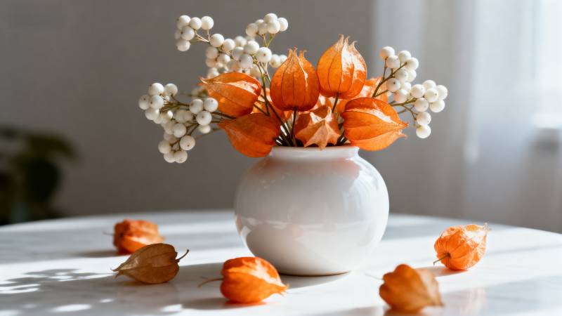 橙色花艺静谧之美图片