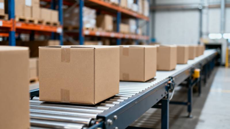 仓库传送带运箱图片