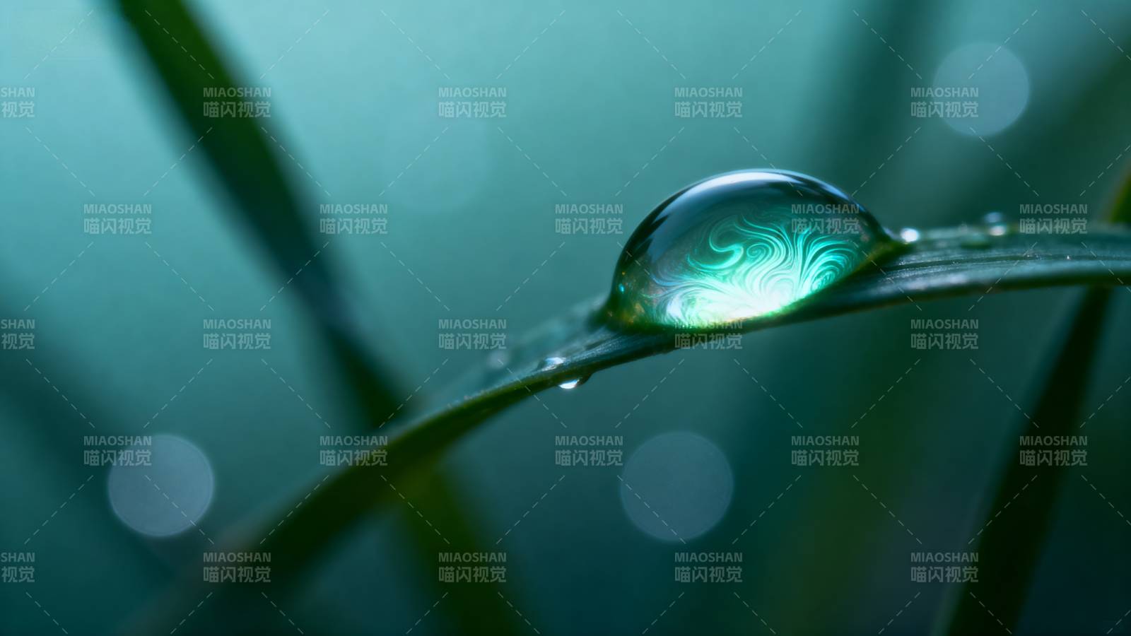 露珠映绿叶图片