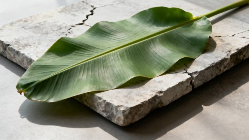 绿叶静卧石板上图片