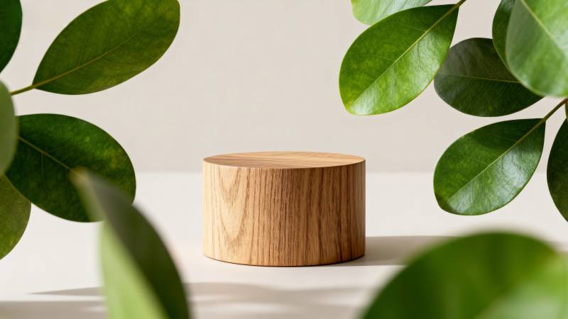 绿叶环绕木台图片