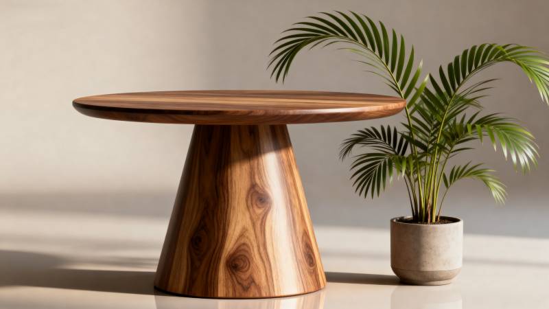 木桌绿植静谧时光图片