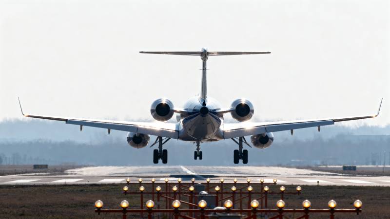 飞机降落跑道图片