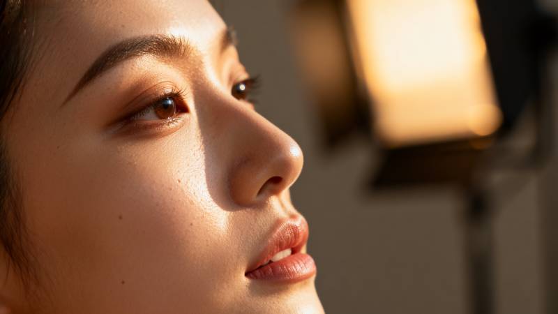 光影下的侧脸特写图片