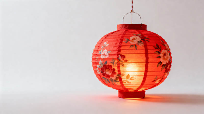 红灯笼 花影映光图片