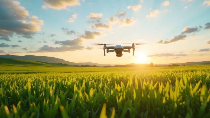 无人机飞越绿野图片