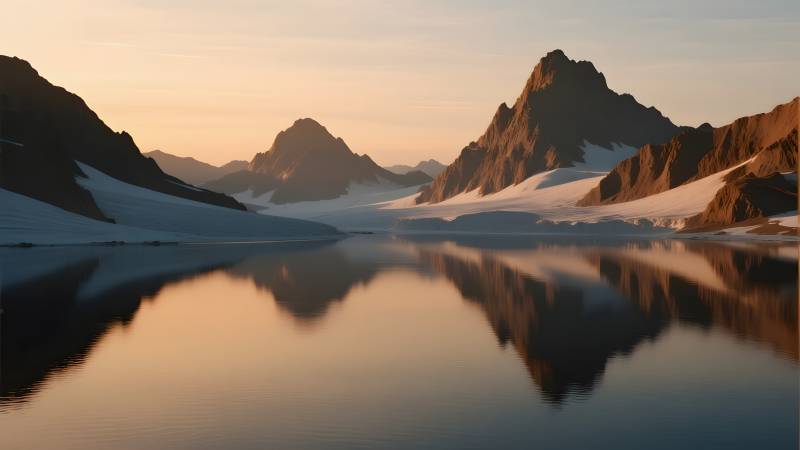 雪山倒影湖光图片