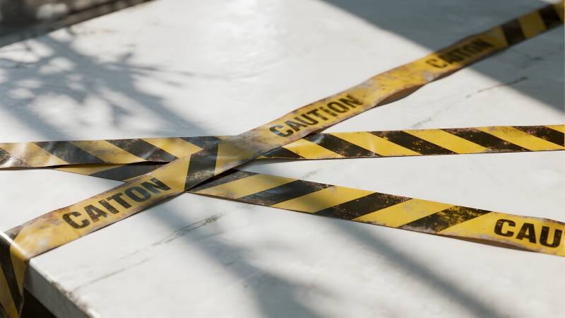 小心 警示带交叉图片