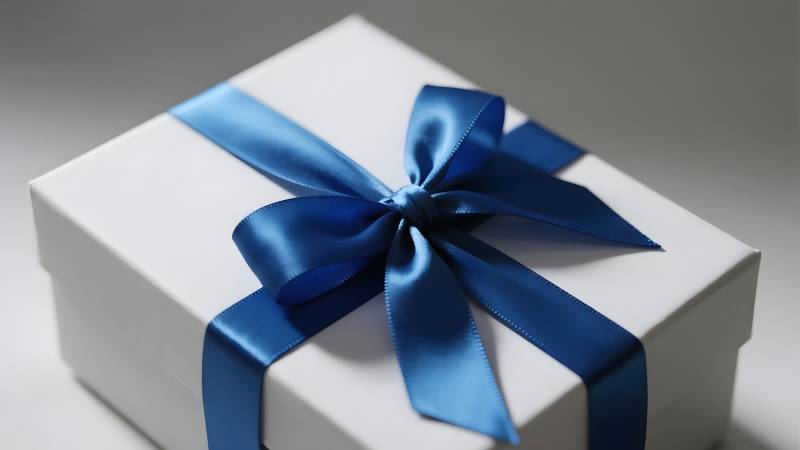 蓝丝带礼盒图片