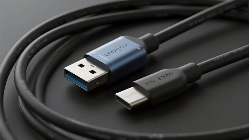 USB C数据线特写图片