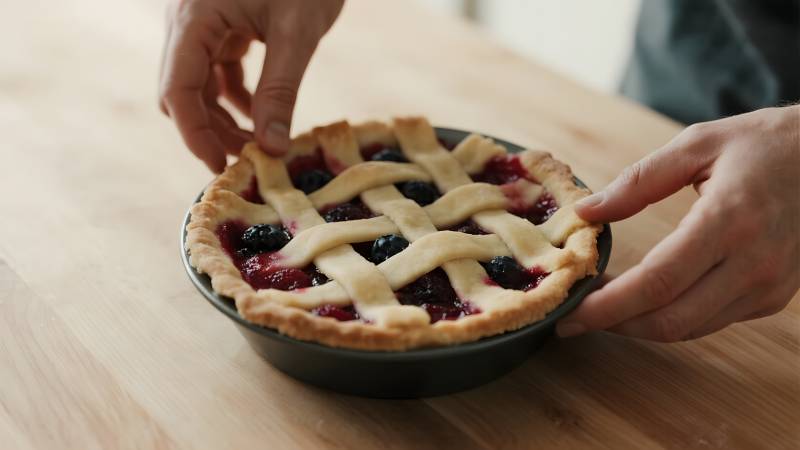 编织派皮的瞬间图片