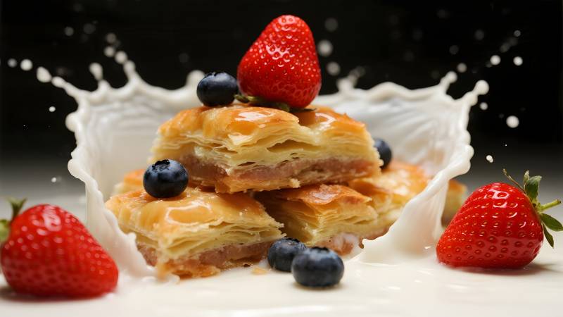 草莓蓝莓千层酥图片